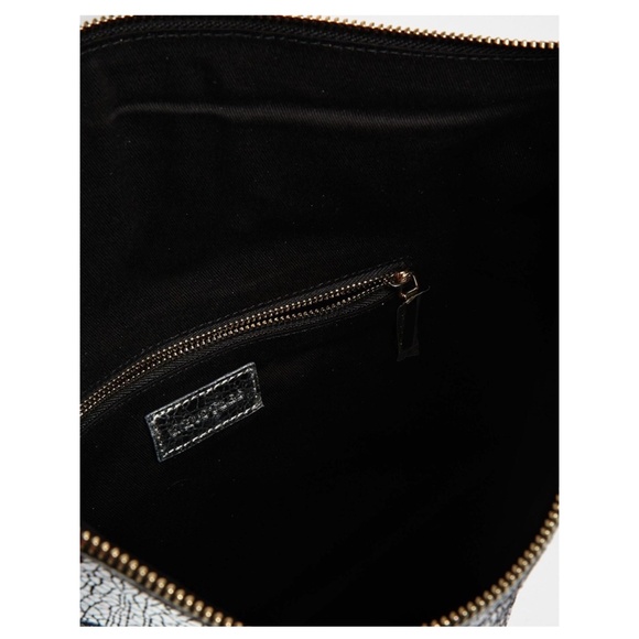 WHISTLES Cracked Leather Fold Over Clutch Silver Metallic - Picture 5 of 5